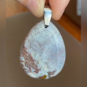 Agate Natural Tear Drop Pendant Necklace